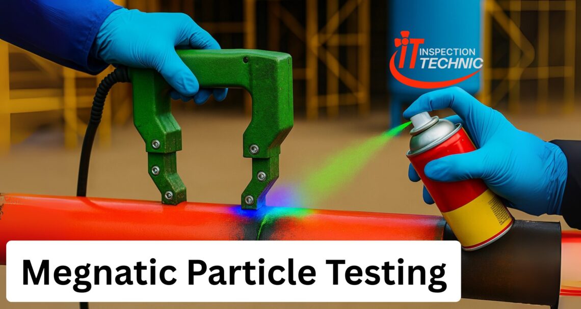 INSPECTION TECHNIC India’s certified professionals perform Magnetic Particle Testing (MPT) with advanced equipment and vivid inspection visuals—ensuring safety, accuracy, and ISO compliance across industrial sectors.